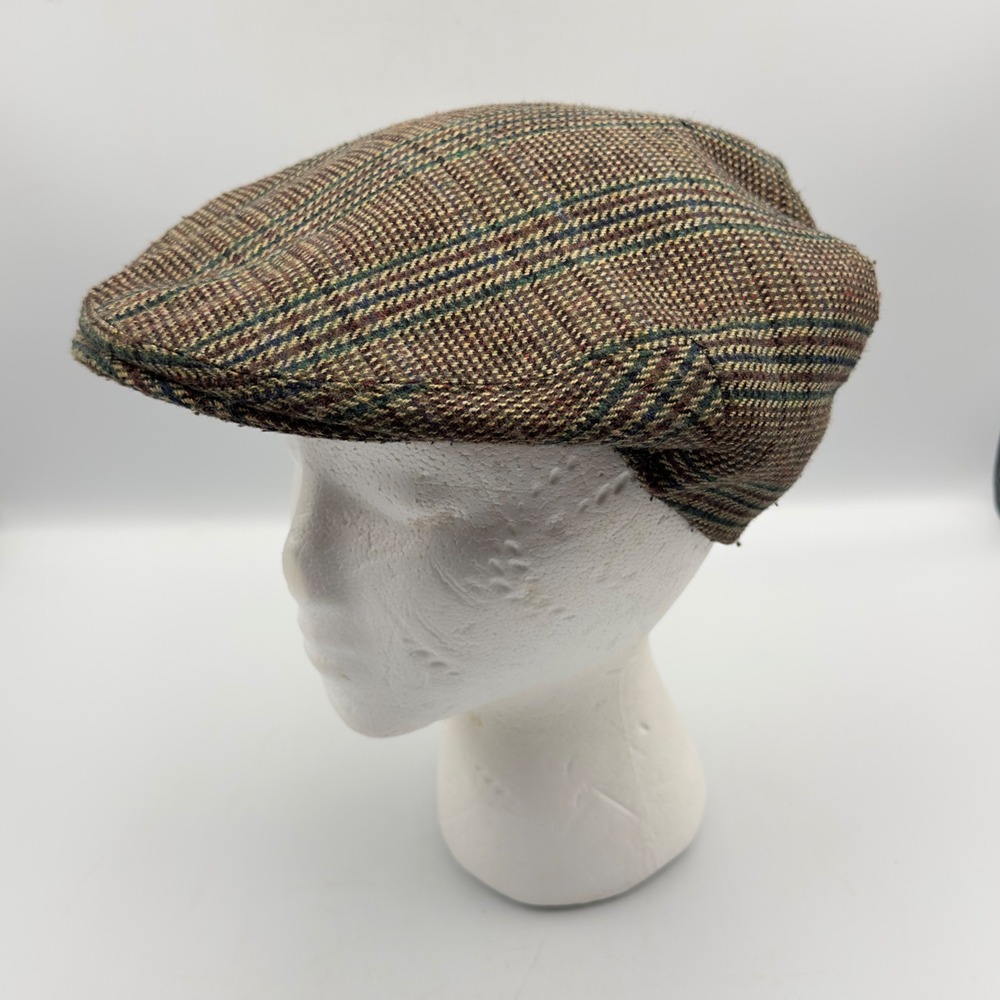 Shandon Mens Irish Wool Flat Cap Brown Plaid Tweed‎ Newsboy Hat 7 1/8 58 Ireland